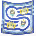Hermes Carre 90 Chateaux D'arriere Silk Scarf Blue