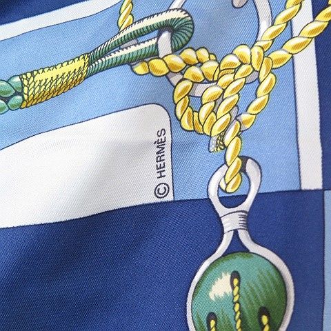 Hermes Carre 90 Chateaux D'arriere Silk Scarf Blue — view 2
