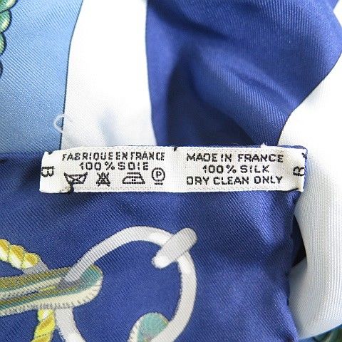 Hermes Carre 90 Chateaux D'arriere Silk Scarf Blue — view 6