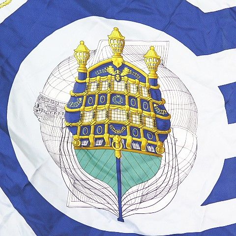 Hermes Carre 90 Chateaux D'arriere Silk Scarf Blue — view 5