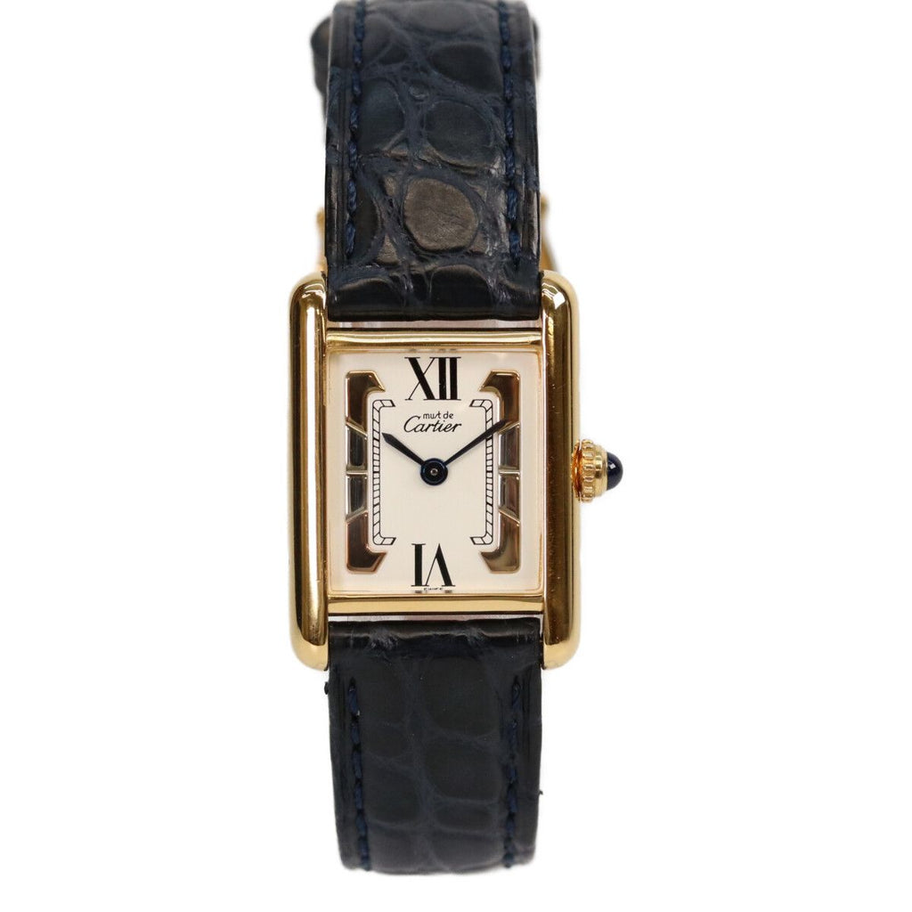 Cartier 925 Trinity Dial Must Tank SM Vermeil Leather Quartz — view 2
