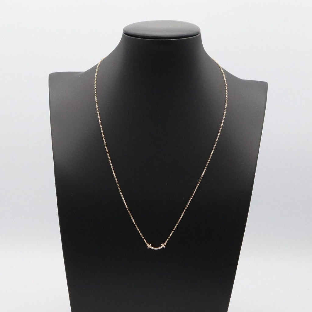Tiffany & Co Necklace T Smile Mini Diamond 40.5 46 cm 18k Pink Gold — view 5