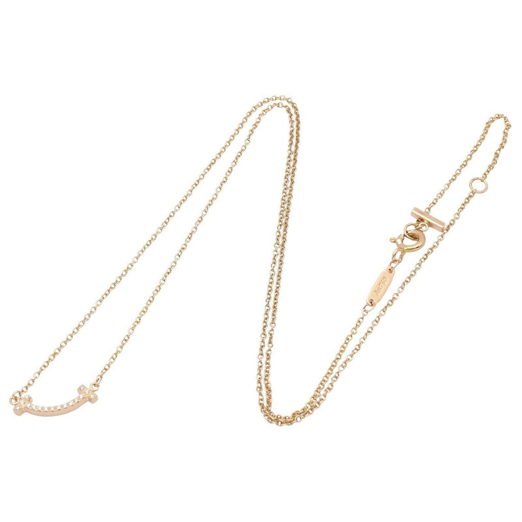 Tiffany & Co Necklace T Smile Mini Diamond 40.5 46 cm 18k Pink Gold — view 2