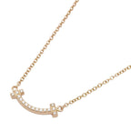Tiffany & Co Necklace T Smile Mini Diamond 40.5 46 cm 18k Pink Gold
