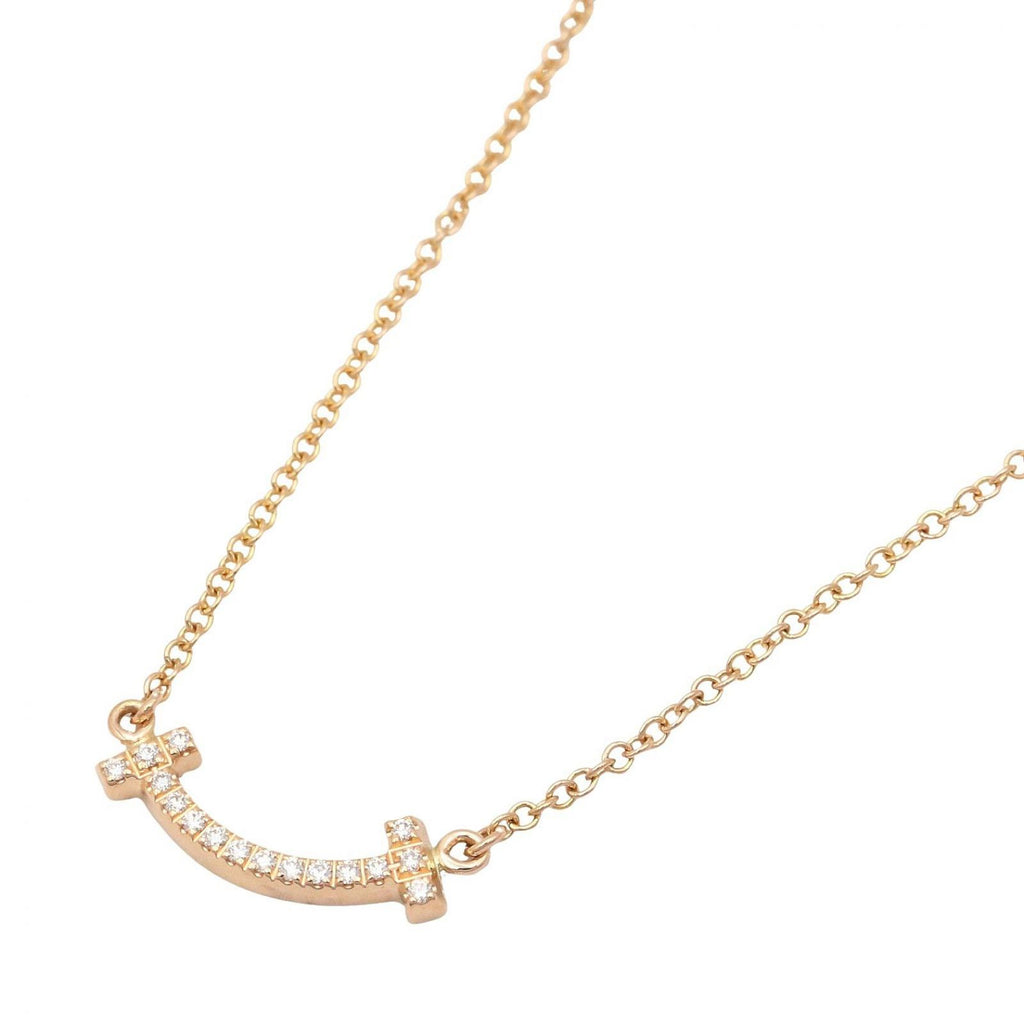 Tiffany & Co Necklace T Smile Mini Diamond 40 45.5 cm 18k