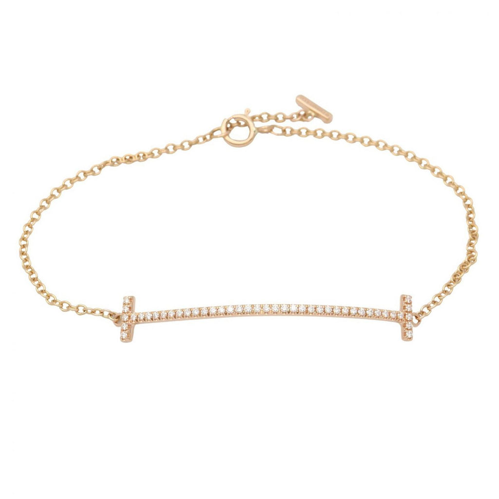 Tiffany & Co Bracelet T Smile Diamond 15 cm 18k Pink Gold