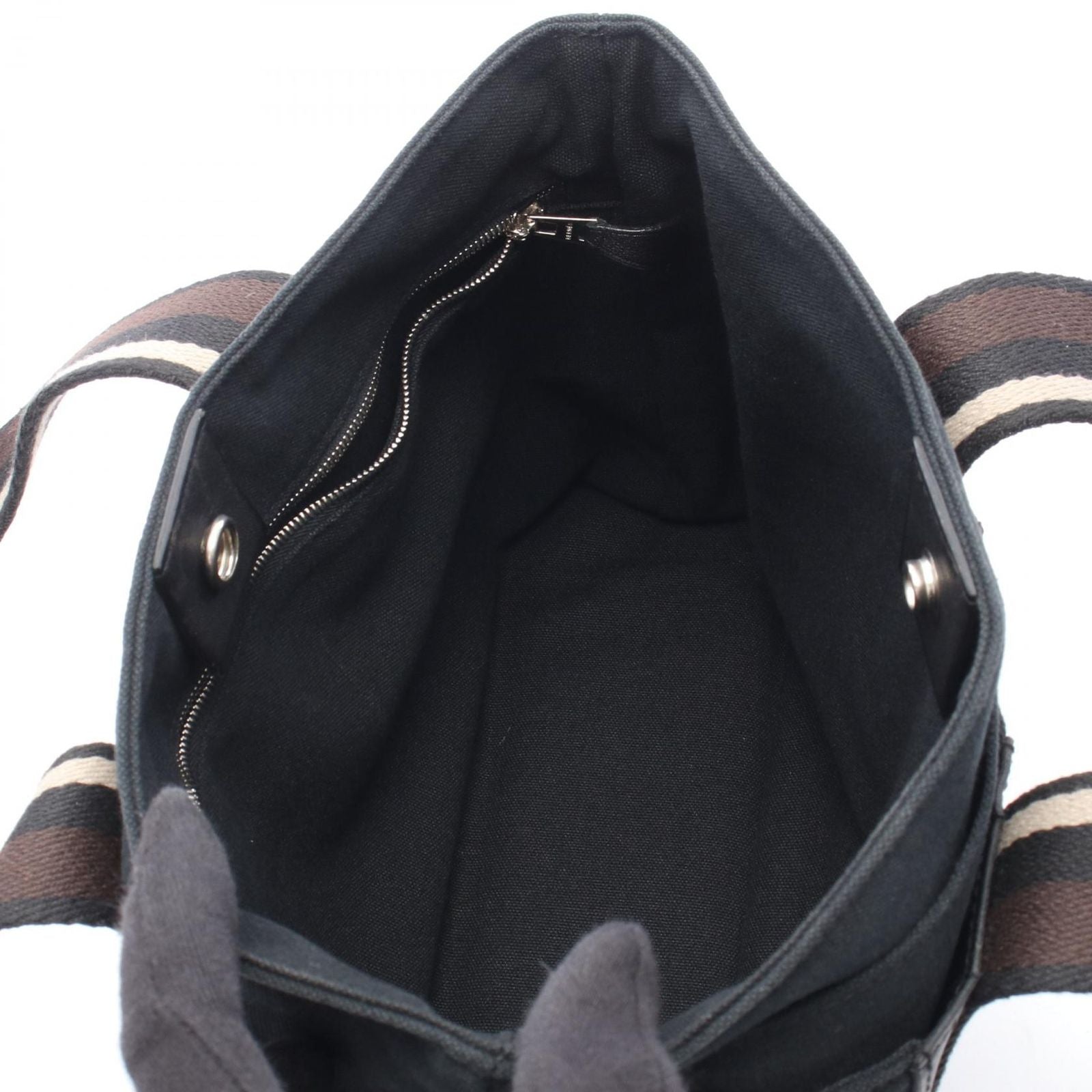 Hermes Tote Troca Horizontal PM Black Canvas Leather — view 3
