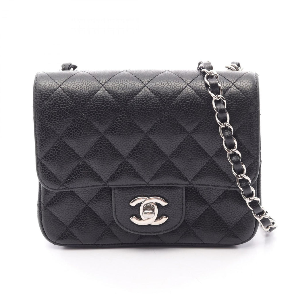 Chanel Shoulder Bag Mini Quilted Black Calf Mini Chain
