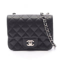 Chanel Shoulder Bag Mini Quilted Black Calf Mini Chain