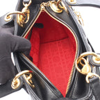 Dior Handbag Lady Dior 2-Way Black Leather Cannage Tote — view 3