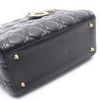 Dior Handbag Lady Dior 2-Way Black Leather Cannage Tote — view 6