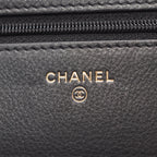 Chanel Shoulder Bag Quilted Black Lambskin Coco Pearl Chain Wallet — view 4