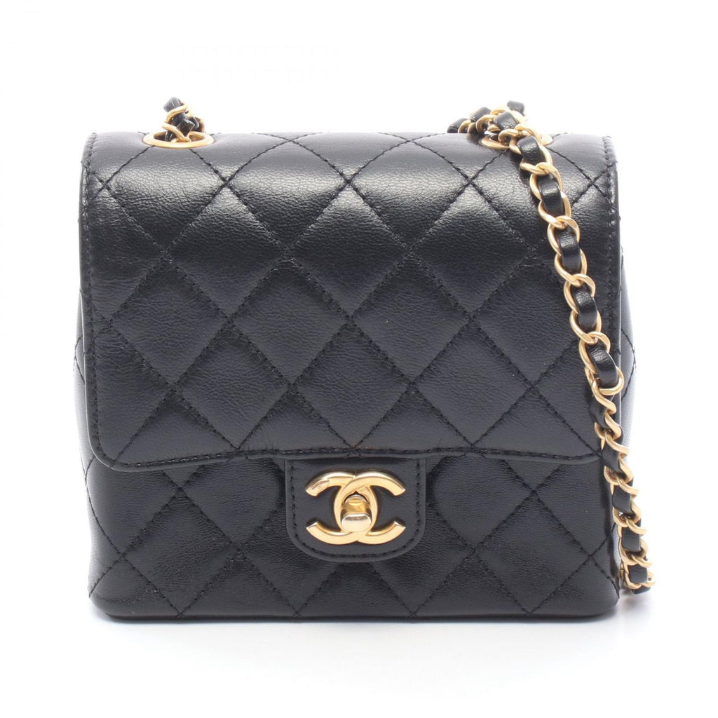 Chanel Shoulder Bag Quilted Small Flap Black Leather Chain