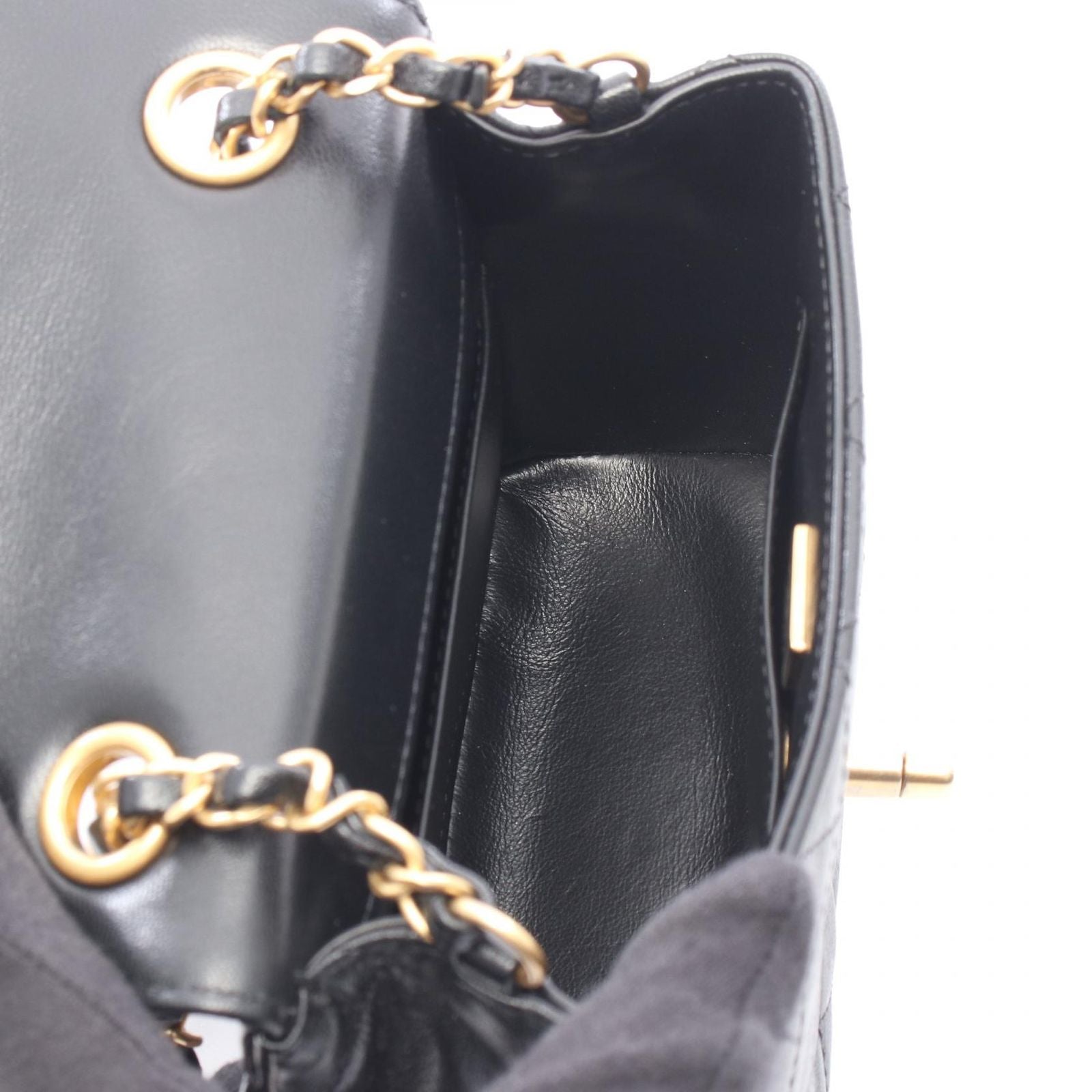 Chanel Shoulder Bag Quilted Small Flap Black Leather Chain — view 3