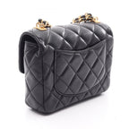 Chanel Shoulder Bag Mini Quilted Black Lambskin Chain — view 2