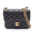 Chanel Shoulder Bag Mini Quilted Black Lambskin Chain