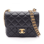 Chanel Shoulder Bag Mini Quilted Black Lambskin Chain