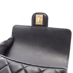 Chanel Shoulder Bag Mini Quilted Black Lambskin Chain — view 6