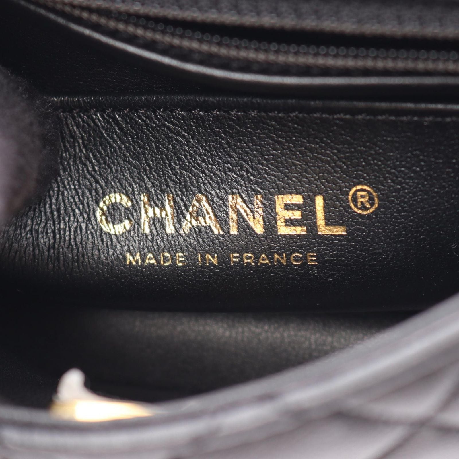 Chanel Shoulder Bag Mini Quilted Black Lambskin Chain — view 4