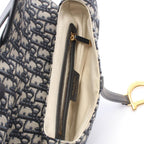 Dior Handbag Saddle Oblique Navy Canvas Leather — view 3