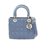 Dior Handbag Lady Dior Cannage 2-Way Blue Leather Tote