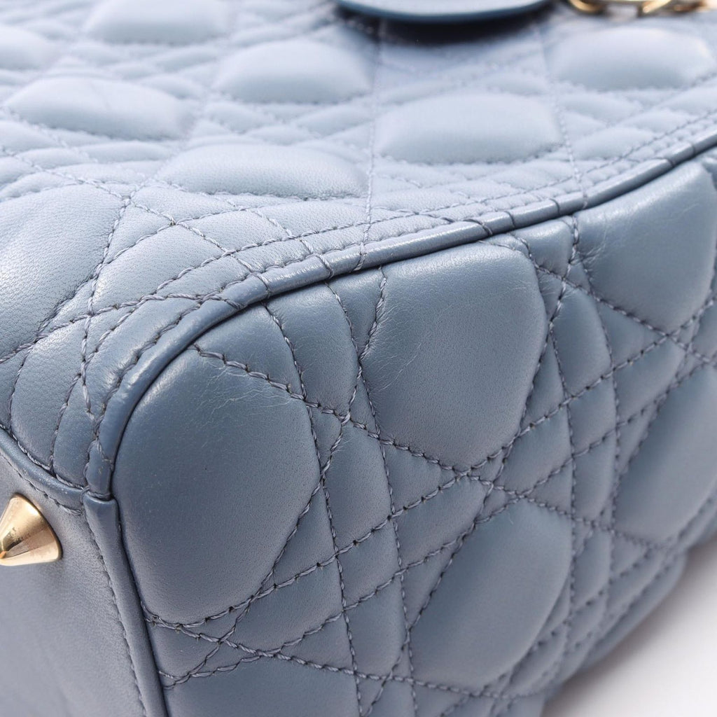 Dior Handbag Lady Dior Cannage 2-Way Blue Leather Tote — view 9