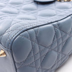 Dior Handbag Lady Dior Cannage 2-Way Blue Leather Tote — view 9
