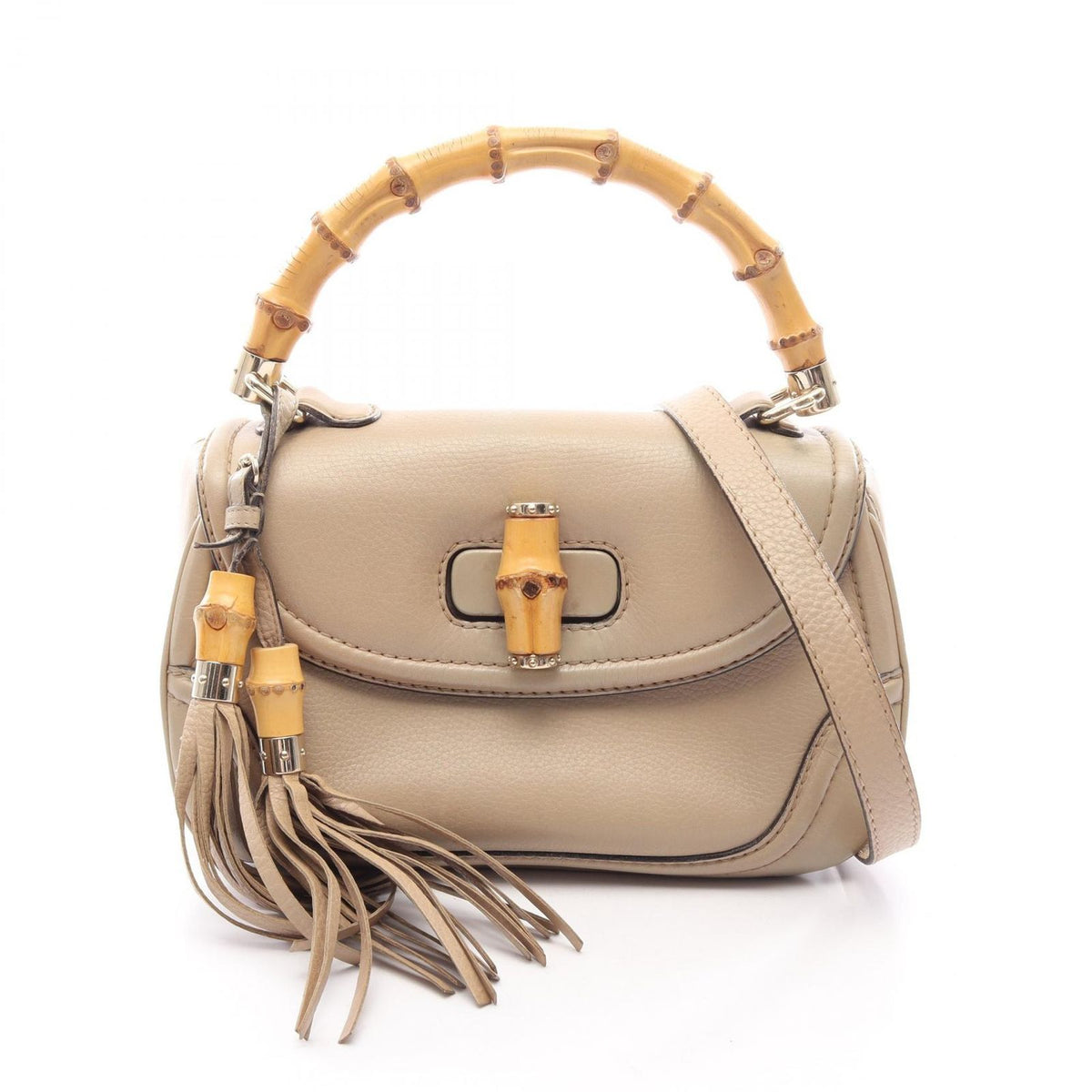 Gucci Handbag New Bambbu 2-Way Gray Leather Hand