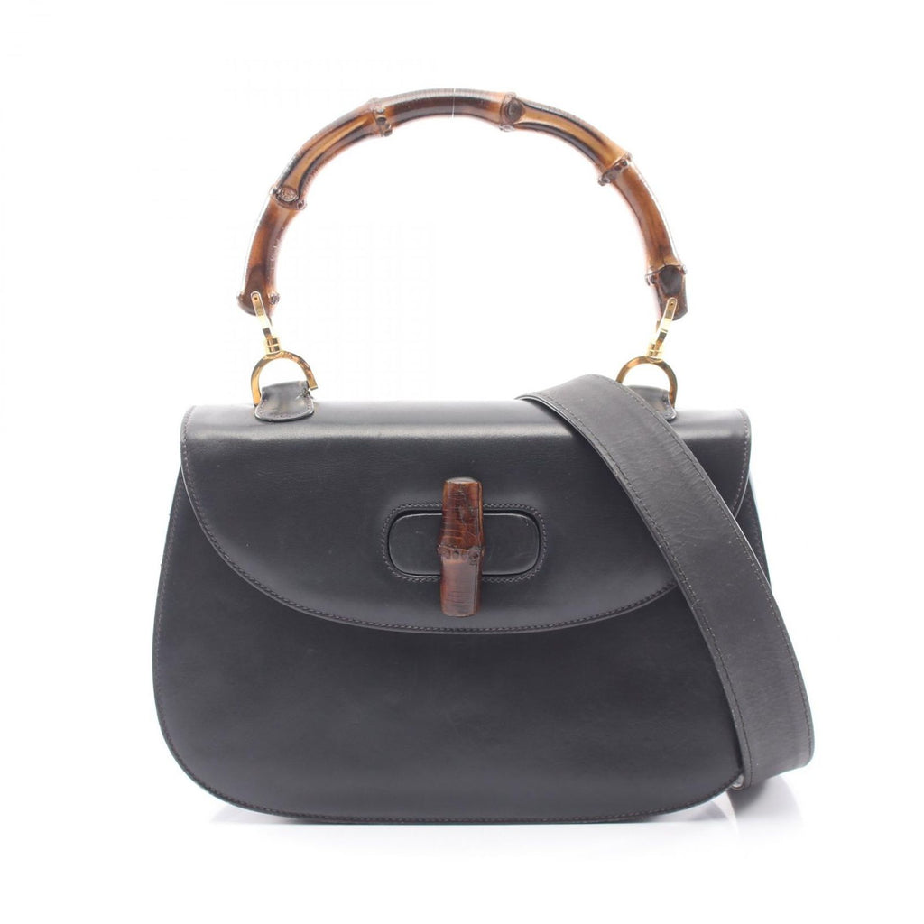 Gucci Handbag Vintage Bamboo 2-Way 000 46 Navy Leather Shoulder