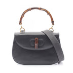 Gucci Handbag Vintage Bamboo 2-Way 000 46 Navy Leather Shoulder