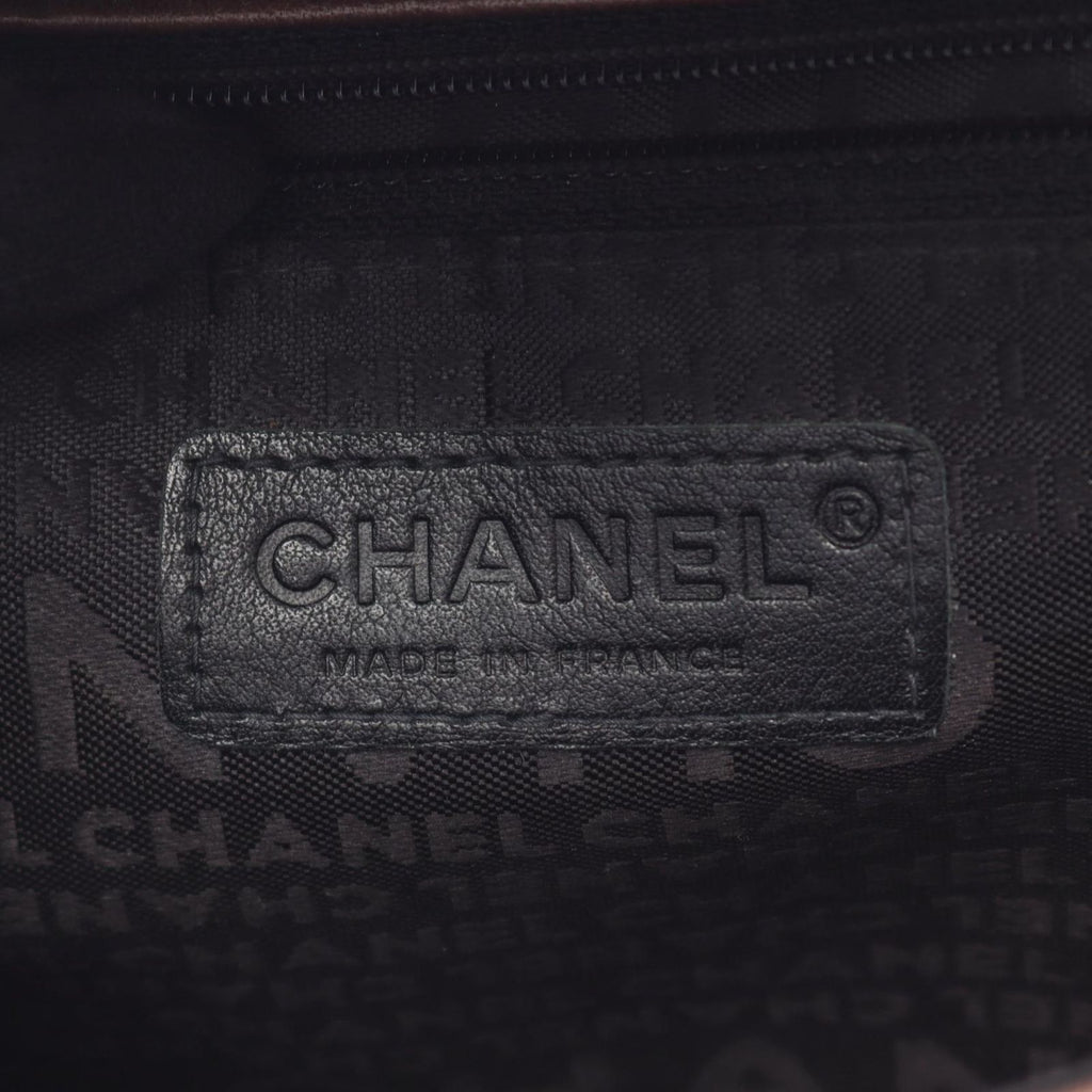 Chanel Shoulder Bag CC Logo Icon Motif Limited Dark Brown Leather Chain — view 4