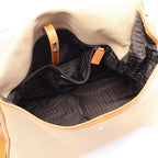 Prada Shoulder Bag Canapa Soft Beige Orange Canvas Leather Triangle Logo — view 3