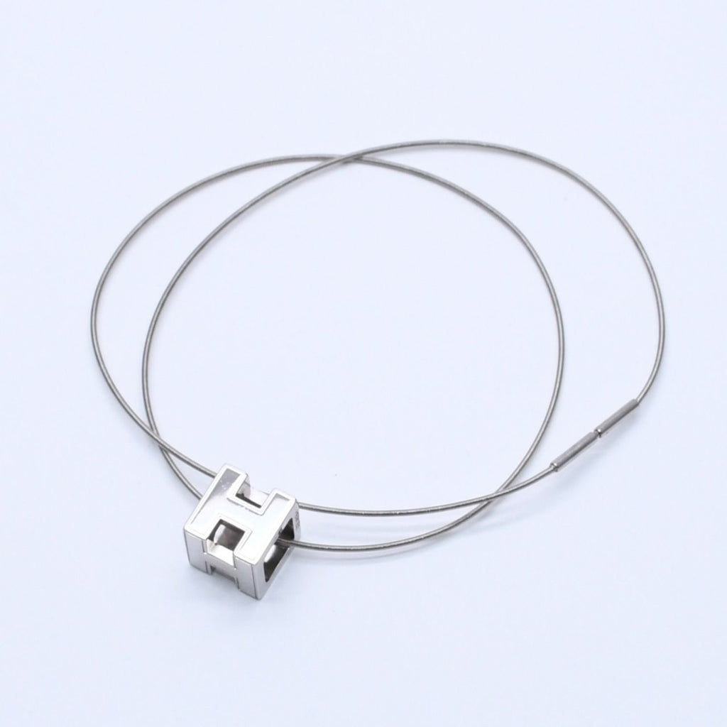 Hermes Cage D'h Cube Wire Necklace Silver — view 2