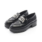 Chanel Loafers CC Logo Black Leather