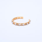Chanel CC Logo Bangle Faux Pearl Gold Metal Rhinestone Bracelet — view 3
