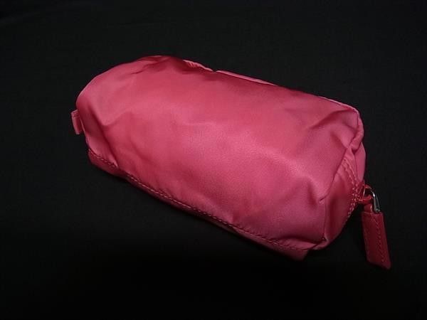 Prada Pouch Triangle Logo Pink Tessuto Nylon Saffiano Leather — view 2