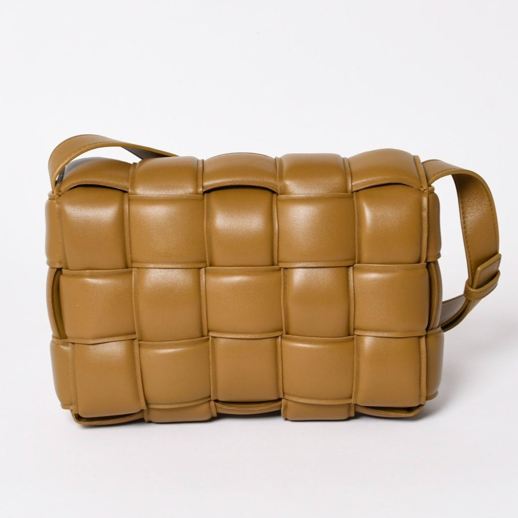 Bottega Veneta Padded Cassette Shoulder Bag Intrecciato Lambskin Brown Gold — view 2