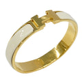 Hermes Bangle Click Enamel Metal Yellow Gold Ivory Logo Adult Bracelet