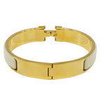 Hermes Bangle Click Enamel Metal Yellow Gold Ivory Logo Adult Bracelet — view 4