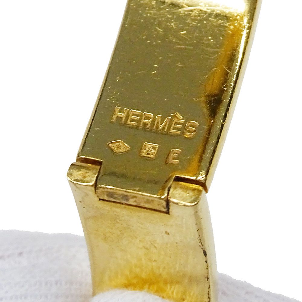 Hermes Bangle Click Enamel Metal Yellow Gold Ivory Logo Adult Bracelet — view 6