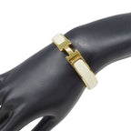 Hermes Bangle Click Enamel Metal Yellow Gold Ivory Logo Adult Bracelet — view 7