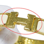 Hermes Bangle Click Enamel Metal Yellow Gold Ivory Logo Adult Bracelet — view 8