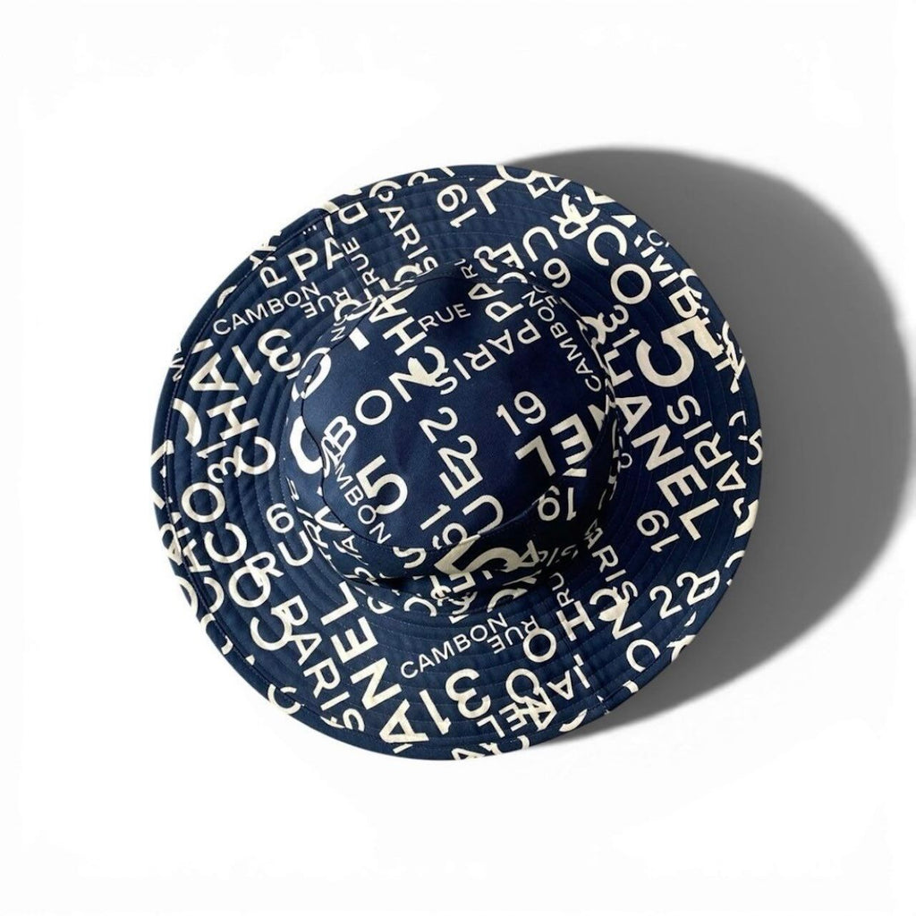 Chanel by Sea Logo CC Bucket Hat Navy Cotton — view 3
