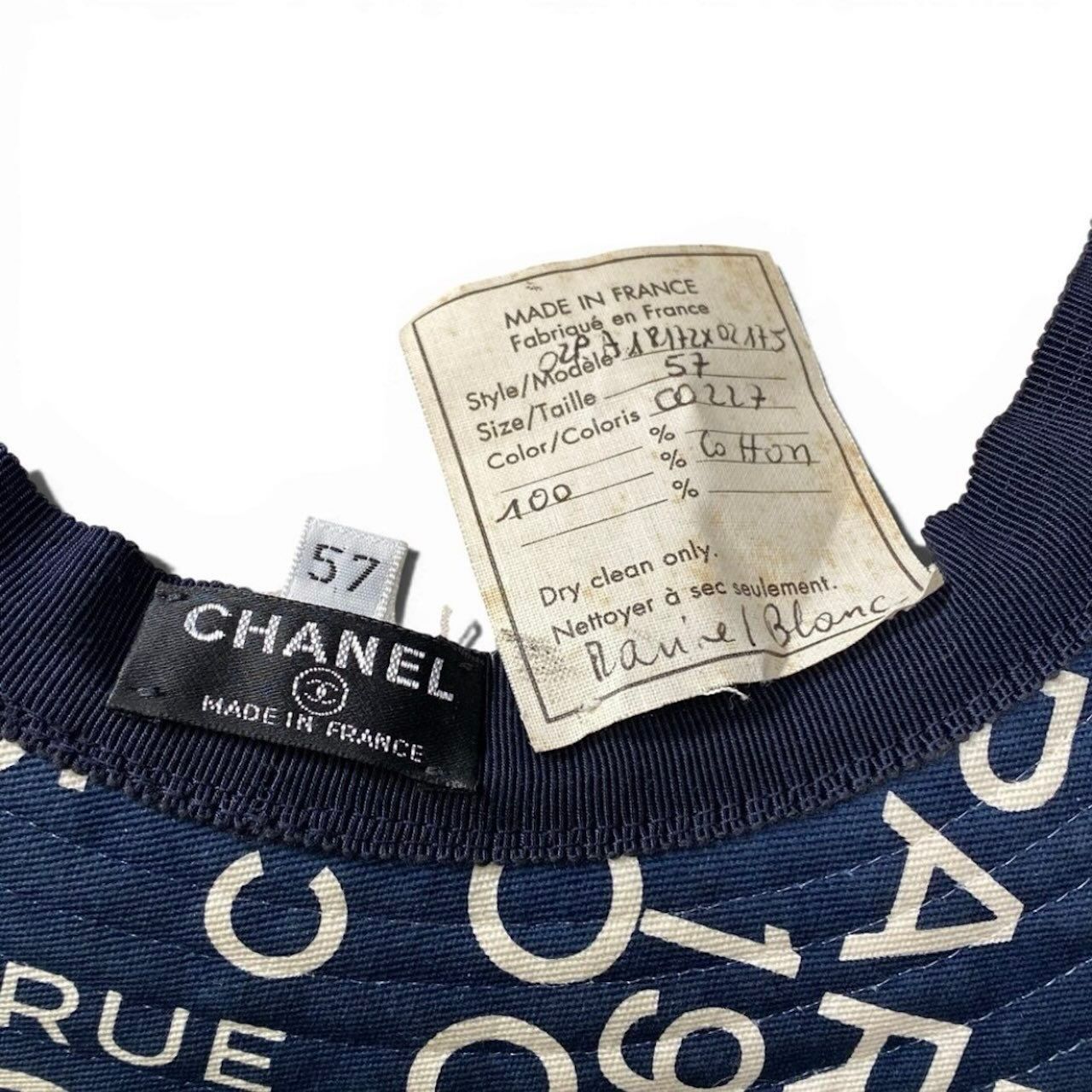 Chanel by Sea Logo CC Bucket Hat Navy Cotton — view 6