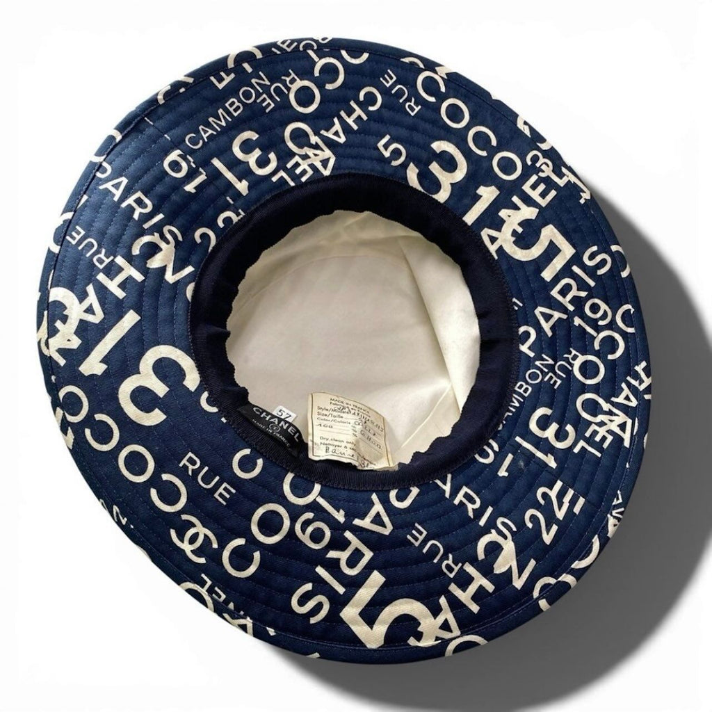 Chanel by Sea Logo CC Bucket Hat Navy Cotton — view 4