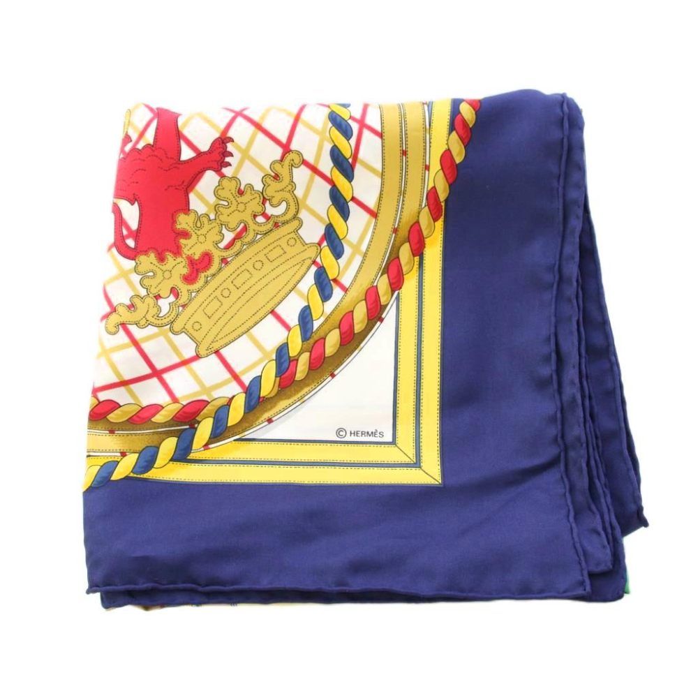 Hermes Carre 90 Grande Tenue Horse Formal Wear Scarf All Over Pattern Logo Navy — view 2