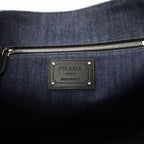 Prada Denim Tote Logo Navy KH — view 8