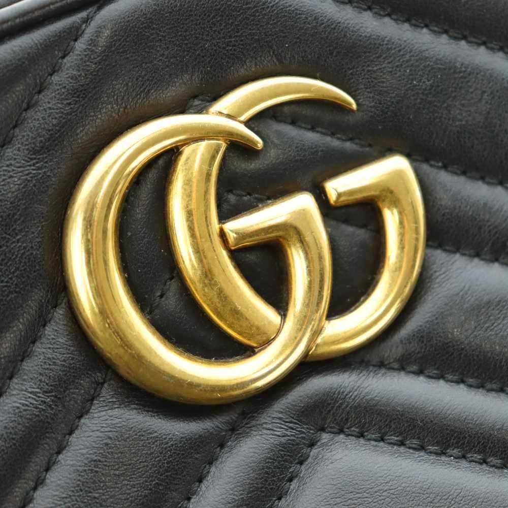 Gucci GG Marmont Small Camera Bag Chain Leather Interlocking Logo Bicolor Black — view 8