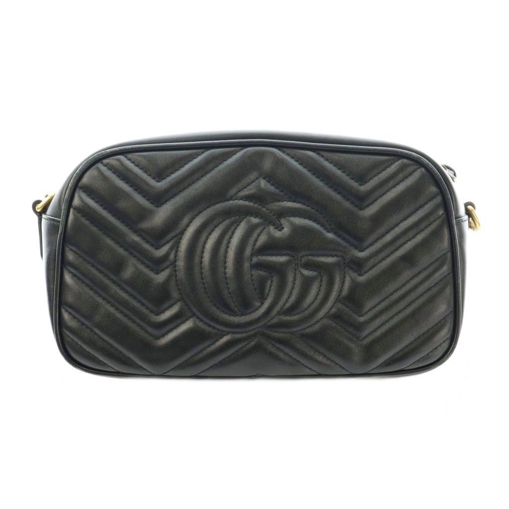 Gucci GG Marmont Small Camera Bag Chain Leather Interlocking Logo Bicolor Black — view 3