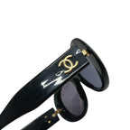 Chanel Sunglasses Paris Logo Acetate Black Eyewear — view 7